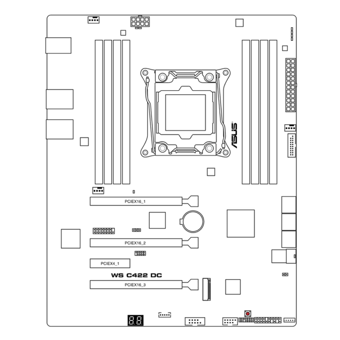 90sb08j0-m0xbn1 Материнская плата WS C422 DC /R1.03/LGA-2066,ATX,8DIMM,5PCIE (90SB08J0-M0XBN1) — изображение 1