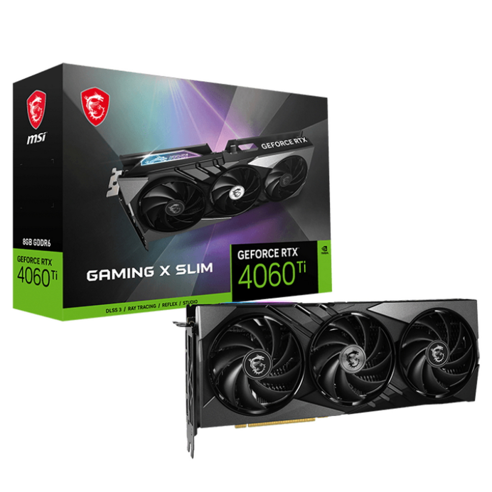 rtx-4060-ti-gaming-x-slim-8g Видеокарта RTX4060Ti GAMING X SLIM 8GB GDDR6 128-bit DPx3 HDMI 3FAN RTL — изображение 1