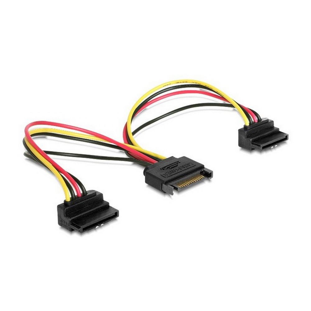 CC-SATAM2F-02 DVD±RW привод Cablexpert Кабель питания SATA Cablexpert CC-SATAM2F-02 15см, 15pin (M)/2x15pin(F) на 2 SATA устр, угл. разъем — изображение 1