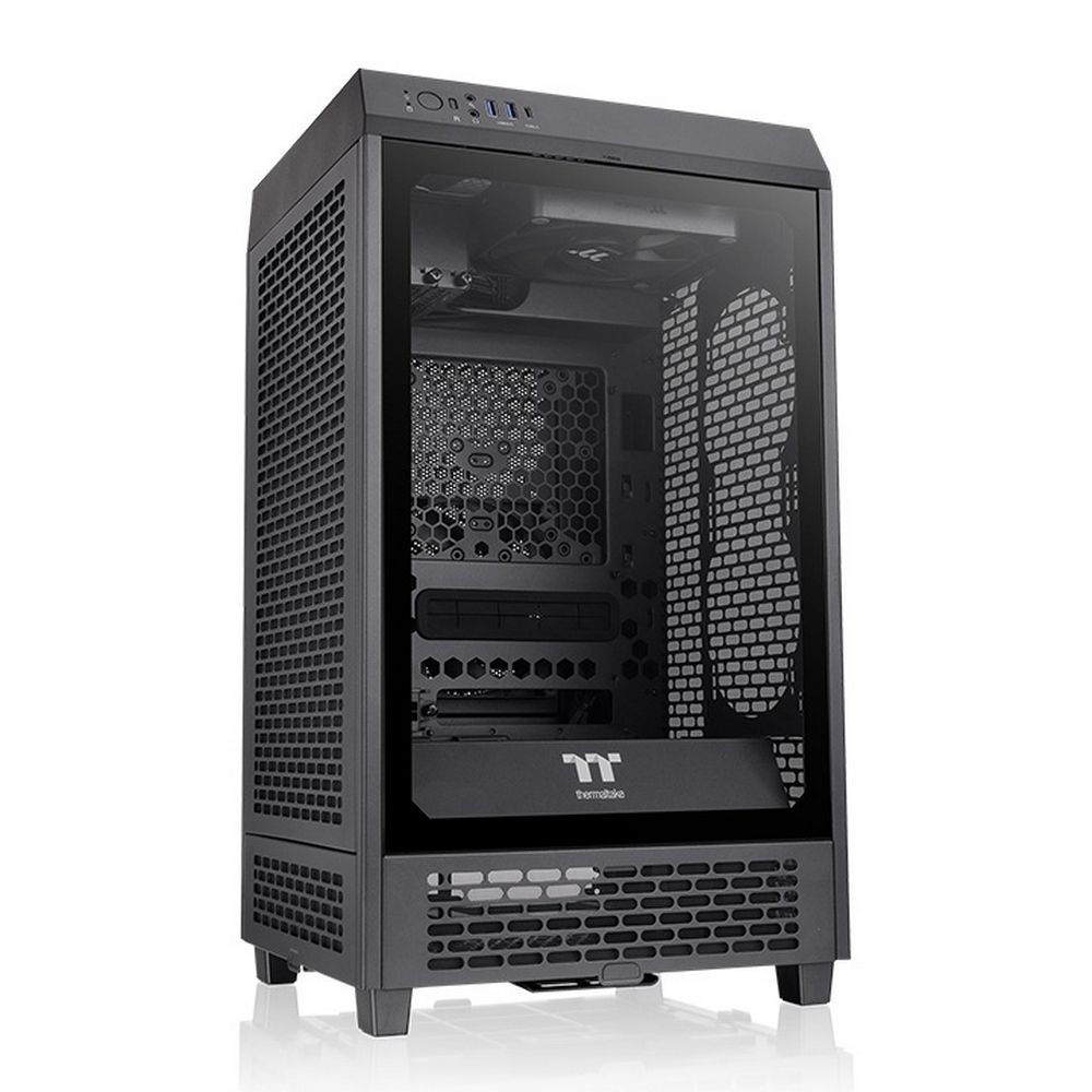 CA-1X9-00S1WN-00 Корпус Thermaltake The Tower 200/Black/Win/SPCC/Tempered Glass*1/CT140 Fan*2/Color Box — изображение 1