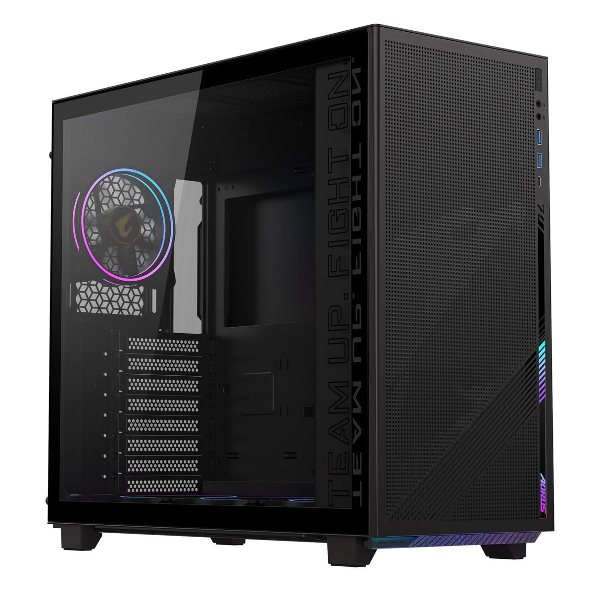 GB-AC400G Корпус для ПК Gigabyte AORUS C400G MidTower, ATX, USB-C x1, USB 3.0 x2, Audio I/O, Black,TG — изображение 1