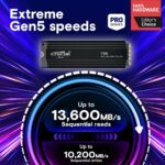Твердотельный накопитель SSD Crucial T705 1TB PCIe Gen5 NVMe M.2 SSD with heatsink CT1000T705SSD5 — изображение 5