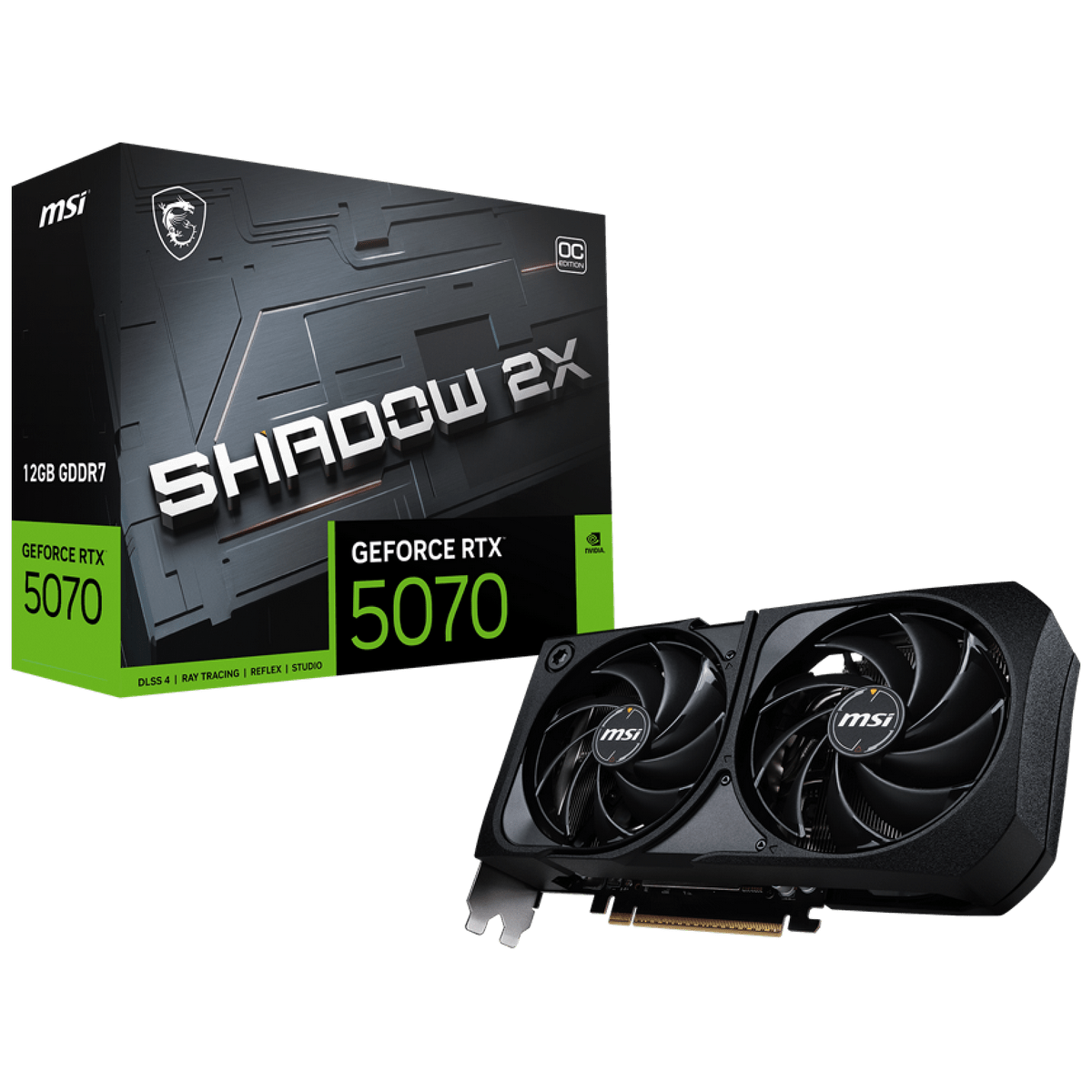RTX 5070 12G SHADOW 2X OC Видеокарта MSI RTX5070 SHADOW 2X OC 12GB GDDR7 192bit 3xDP HDMI 2FAN RTL — изображение 1