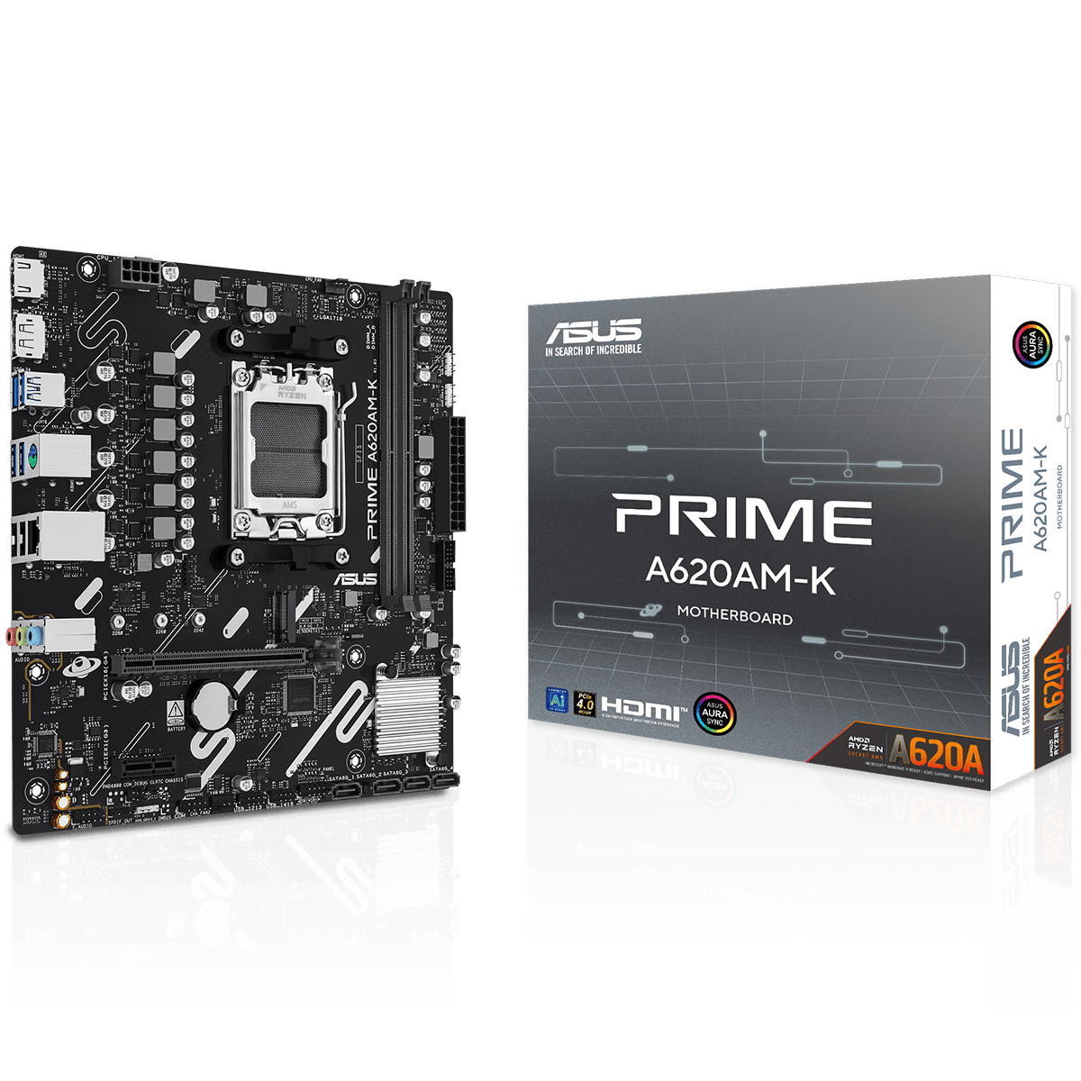 90MB1GX0-M0EAY0 Материнская плата ASUS PRIME A620AM-K AM5 mATX 2xDDR5 PCIEx16 PCIEx1 M.2 DP HDMI GLAN — изображение 1