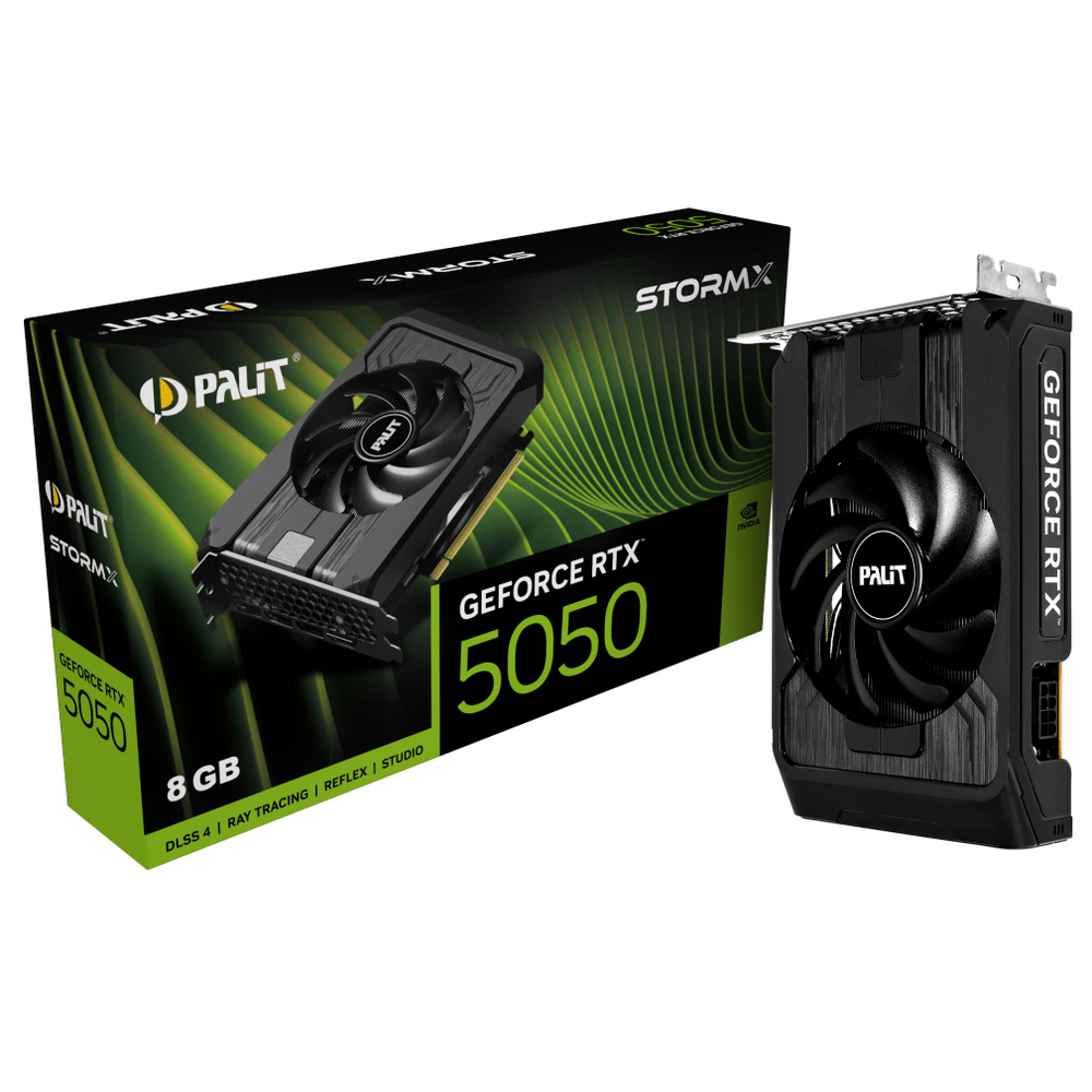 NE65050019P1-GB2070F Видеокарта Palit RTX5050 STORMX 8GB GDDR6 128bit 3xDP HDMI 1FAN ITX RTL — изображение 1