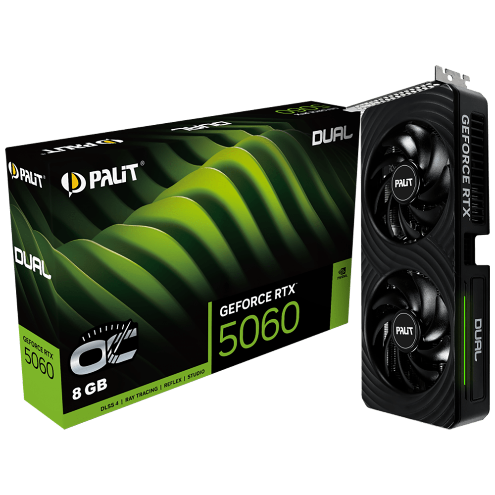 NE75060S19P1-GB2063D Видеокарта Palit RTX5060 DUAL OC 8GB GDDR7 128bit 3xDP HDMI 2FAN RTL — изображение 1