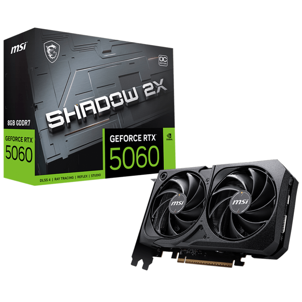 RTX 5060 8G SHADOW 2X OC Видеокарта MSI RTX5060 SHADOW 2X OC 8GB GDDR7 128bit 3xDP HDMI 2FAN RTL — изображение 1