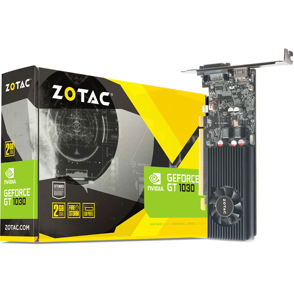 ZT-P10300A-10L Видеокарта Zotac GT1030 2GB GDDR5 64bit DVI HDMI 1FAN LP RTL — изображение 1